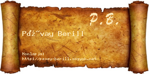 Pávay Berill névjegykártya